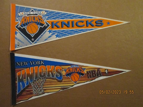 NBA New York Knicks Vintage 1990's Lot of 2 Different Team Logo Pennants #2 Cover