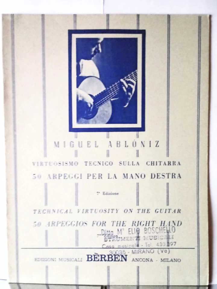 ABLONIZ Miguel 50 Arpeggi mano destra Spartito per chitarra Berben Nuovo Ablóniz - Immagine 1 di 1