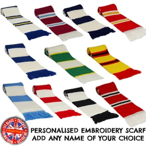 Personalised Football Embroidered Scarf Mens Ladies Kids Gift Fathers Day - Picture 1 of 11