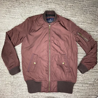 American Eagle Size XS Men Bomber Jacket Full ZIp Maroon - Image 1 of 4