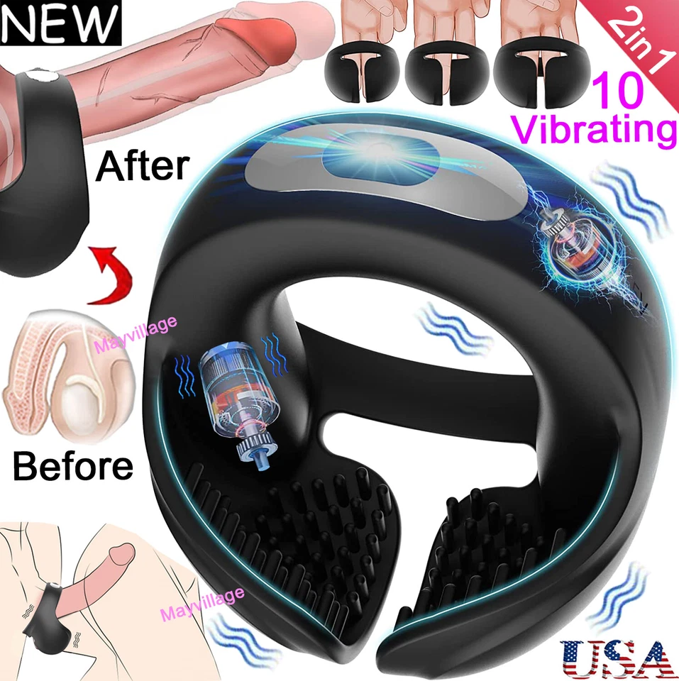 10 Vibrating Prostate Massager Penis Erection Cock Ring Vibrator Sex Toy for Men - Image 1 of 4