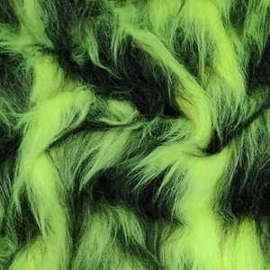 Long Haired Faux Fur Fabric - Flo Yellow/Black - AC 356 / YF56 - Picture 1 of 3