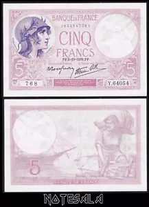 FRANCE FRANCIA 5 FRANCS 1939 Pick-83 VF+ S/N Y.64054 768 - Picture 1 of 1