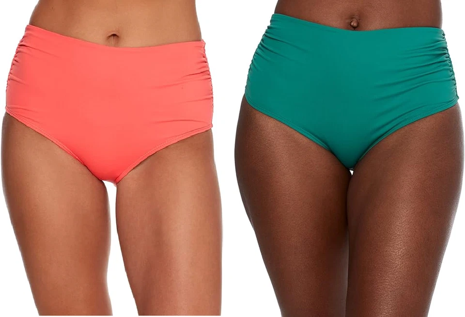 Nuevo con etiquetas Pantalones de bikini Anne Cole convertibles laterales fruncidos para mujer S-XL $60 12HL050 Foto 1 de 3