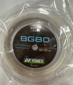 Yonex BG80 Badminton String, 200m Coil BG80-2 White, Made in Japan