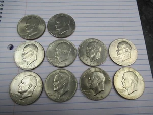 Lot of 10 Eisenhower Ike Clad Silver Dollars 1971 1972 1974 1976 None are Silver - Picture 1 of 9
