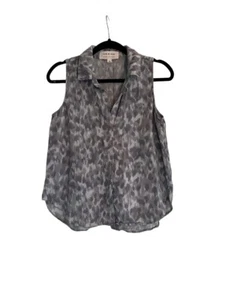 Women's Anthropologie Cloth & STONE Leopard Print Top XS Split Back Button Up - Picture 1 of 11