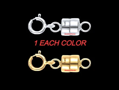 1 cada 14k 4.5mm BROCHE MAGNÉTICO BLANCO Y AMARILLO Oro Anillo de resorte 1/2" Extensor EE. UU. Foto 1 de 4