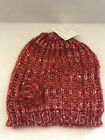 JACLYN SMITH COLLECTION Red Multi Colored Knit Winter Hat Beanie w Flower NEW