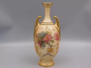 LARGE ROYAL WORCESTER BLUSH IVORY 10 3/4" 27.5cm TWIN HANDLED VASE, circa 1912. - Picture 1 of 5