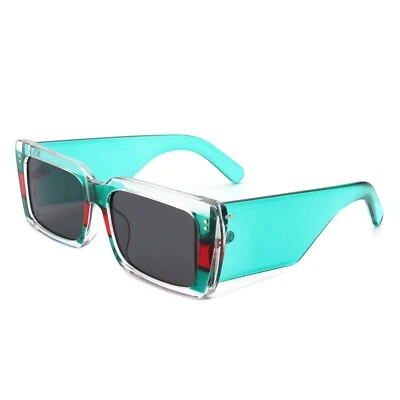 Retro Rectangle Flat Top Sunglasses - Chunky Square Tinted Unisex Sun Glasses - Image 1 of 4