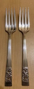 Two 1936 Salad Forks 6-3/4" Coronation by Oneida No Monograms - Picture 1 of 12