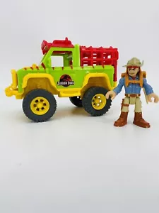 2014 Imaginext Jurassic Park World Dr. Grant Figure and Jeep Car Truck - Picture 1 of 9