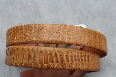 Tan Brown Genuine Ostrich Leg Leather Skin Men's BELT - Image 1 of 4