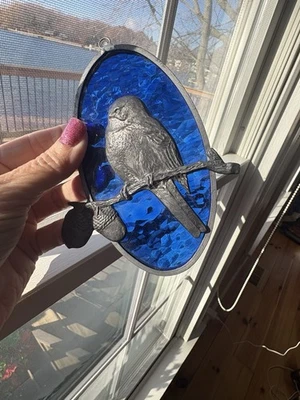 Винтажный кобальт синий птица витражное стекло Suncatcher качества шикарный подарок идея - Изображение 1 из 4