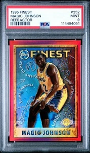 1995 Topps Finest Refractor #252 Magic Johnson Lakers HOF PSA 9 MINT - Picture 1 of 2