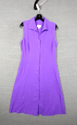 Vestido para mujer Christopher Banks 6 púrpura lavanda lino botón midi carrera oficina Foto 1 de 4