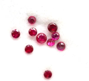 Round Faceted Cut Natural Ruby Pinkish Red Color Lot 11 Pcs Gemstones 1.25 TCW - Picture 1 of 24