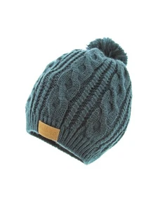 Cable Pom Pom Beanie Unisex Jade Thick Warm Knit Winter Hat Skull Cap by Back 40 - Foto 1 di 5