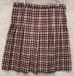 Vintage Pendleton Womens Size 24W Wool Plaid Check Pleated Skirt USA - Picture 1 of 11