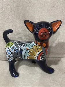 Talavera Pottery Chihuahua Dog Mexican Folk Art Hand Painted 10"L X 8"H SIGNED - Picture 1 of 18
