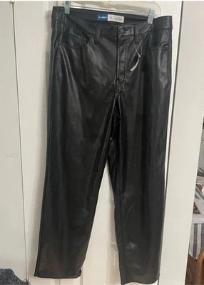 Pantalones antiguos azul marino elegantes negros de imitación de cuero/plisado talla 12, nuevos con etiquetas Foto 1 de 4