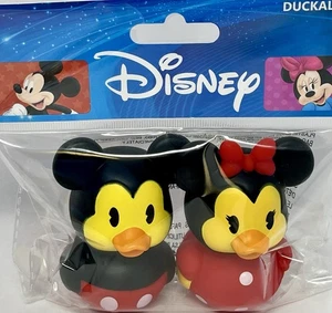 Lot de 2 jouets de bain canard en caoutchouc Disney Mickey et Minnie Mouse Duckalooz - Photo 1/2