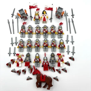 HUGE Lego Red Lion Knights Kingdom minifig lot weapons castle King Queen Horse - Picture 1 of 3
