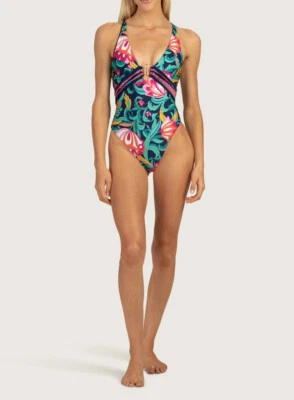 Traje de baño de una pieza Trina Turk 3671135 India Garden Plunge talla 10 ($162) múltiple Foto 1 de 2