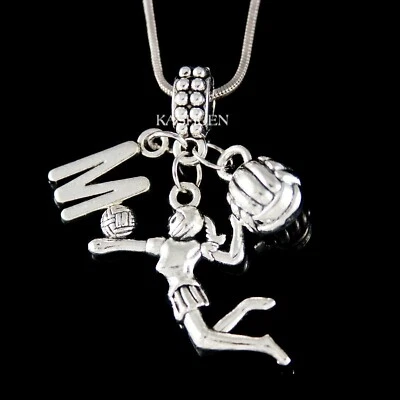 Collar de regalo de cumpleaños personalizado inicial para niñas jugador de voleibol adolescente joyería Foto 1 de 4