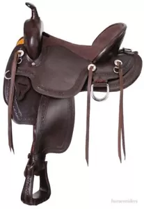 Western Mule Saddle - Dark Oil Leather - Mule Bars-7" Gullet - 15",16"or 17" - Picture 1 of 6