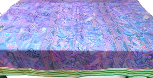 Vintage Indian Sari Pure Silk Floral Printed Purple Saree Fabric 5 Yard A11731 - Picture 1 of 12