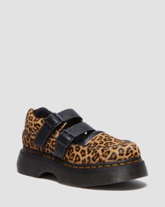Dr. Martens Women's Buzz Leopard Mary Jane Limited Edition Shoes Tan - Picture 1 of 9
