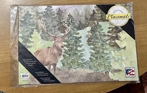 Tara Reed Counter Art Wilderness Retreat Set of 24 Placemats 17”x11” Deer Trees - Picture 1 of 5