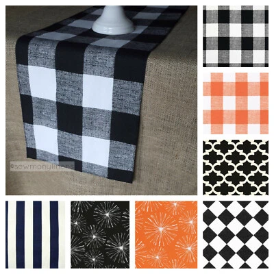 Black and White Orange Table Runner Table Centerpiece Table Linens Home Decor - Image 1 of 4