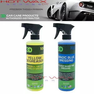 3D Yellow Degreaser Wheel Cleaner & Magic Blue Dressing Wheel Complete Tire Kit - Picture 1 of 4