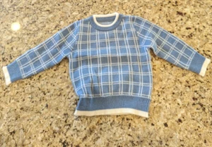 Shein Toddler Boys Plaid Pattern Contrast Trim Sweater blue size 5Y - Picture 1 of 10