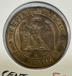 1861-A France 10 Centimes - Napoleon III Coin - Picture 1 of 3