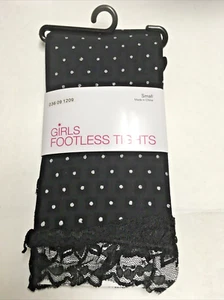 One Pair Black w/ silver polka dot Footless Sparkle Tights Size Small 36-54 LBS - Picture 1 of 2