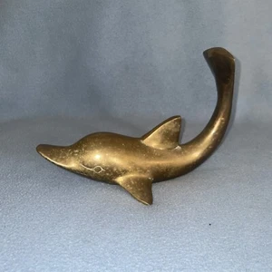 VTG 1960s Brass Dolphin Statue Paperweight Massiv Messing West Germany Ocean EUC - Picture 1 of 12