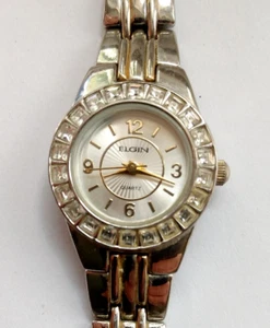 Vintage ELGIN Women's Dress Watch, Rhinestone Bezel, New Battery, Running - Picture 1 of 18