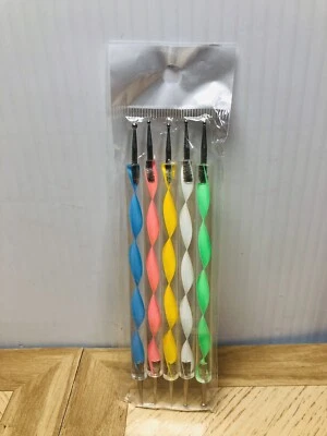 5pcs 1 Set 2-Way Dotting Pen Marbleizing Tool Nail Art Design Dot Paint Tools - Image 1 of 4