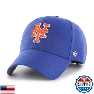 '47 New York Mets MVP Hat Cap Royal/Orange/White Outline - Picture 1 of 2