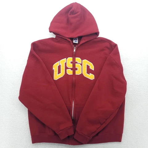 USC Trojans Mens Sweater Extra Large Red Full Zip Hooded College Sweatshirt Cover
