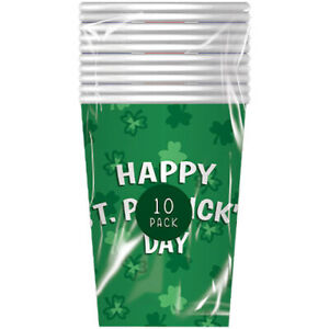 St Patrick's Day Paper Cups - 10 Pack Cups Party Paddys Day BBQ Irish Ireland