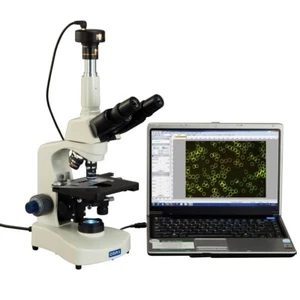 OMAX 40X-2500X Dry Darkfield/Brightfield Trinocular LED Microscope+5MP Camera - Picture 1 of 7