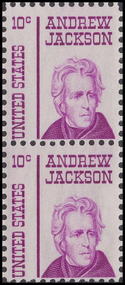 US 1286 Andrew Jackson 10c vert pair MNH 1967 - Image 1 of 1