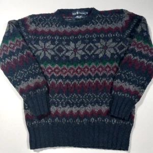 S 80s 90s Polo Ralph Lauren 100% Wool Sweater Vintage Hand Knit - Picture 1 of 3