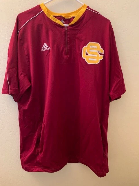 Camiseta deportiva de nailon grande USC Adidas cardinal y dorada con bolsillos usada Foto 1 de 4