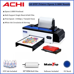 Impresora de inyección de tinta plana ACHI Epson L1800 A3 DTF directa a película para tela para camiseta - Imagen 1 de 16